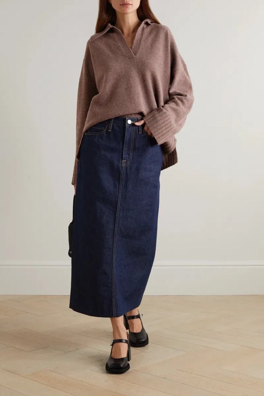 Reformation 100% Wool Brown Otto Oversized Polo Sweater Size S Pullover - Picture 1 of 12